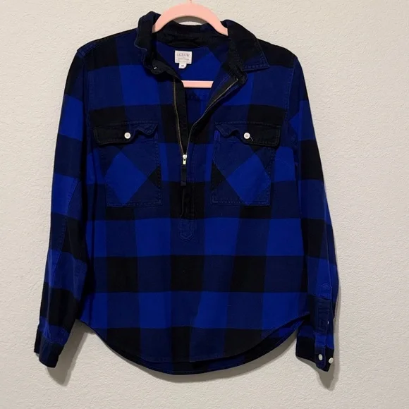 J Crew Blue and Black Plaid Shirt - Picture 2 of 3